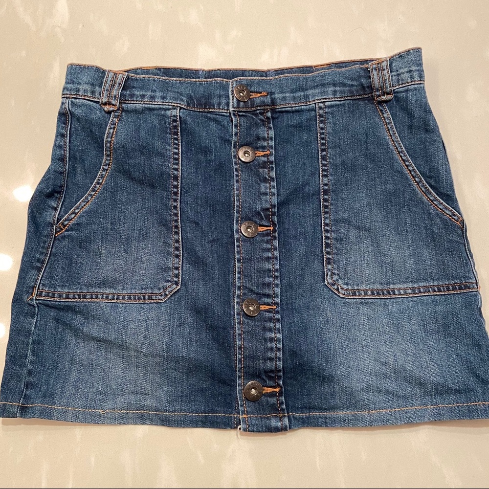 Jean Button Skirt